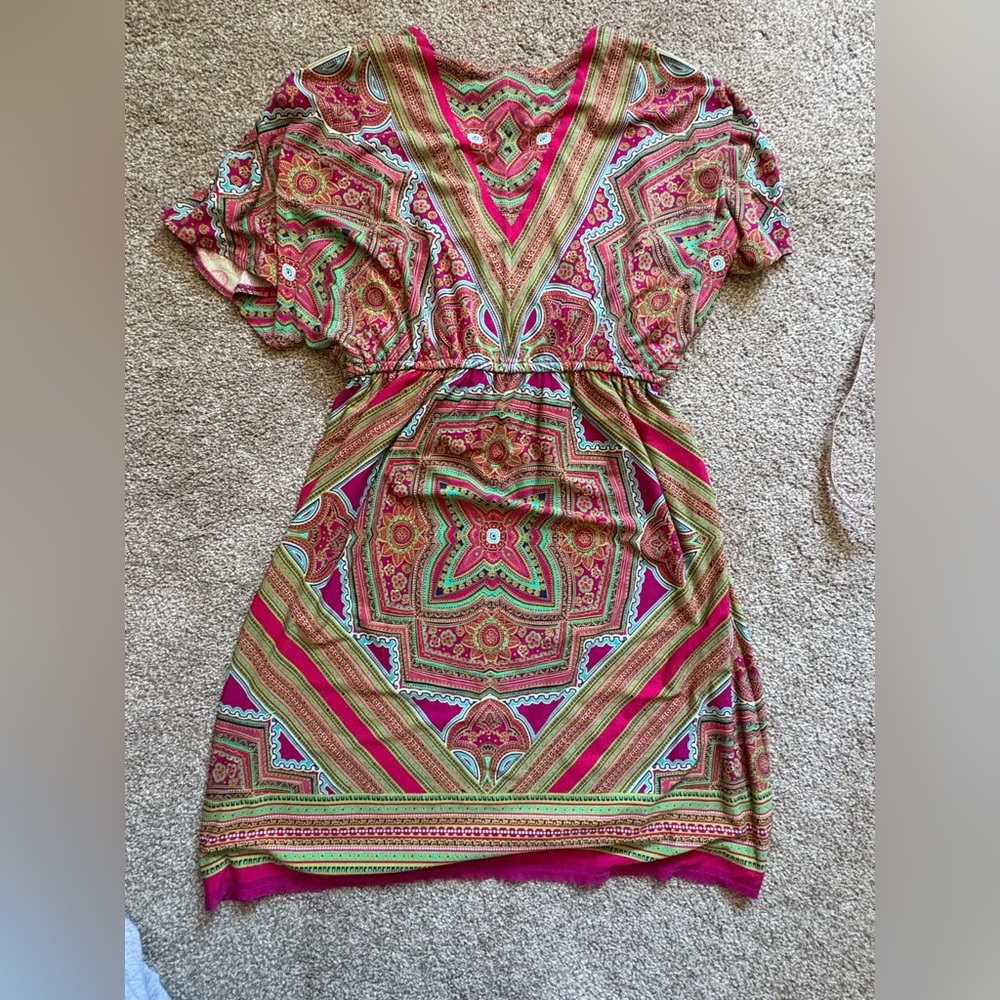 Colorful Geometric Pattern Boho Spring Dress - Picture 5 of 5